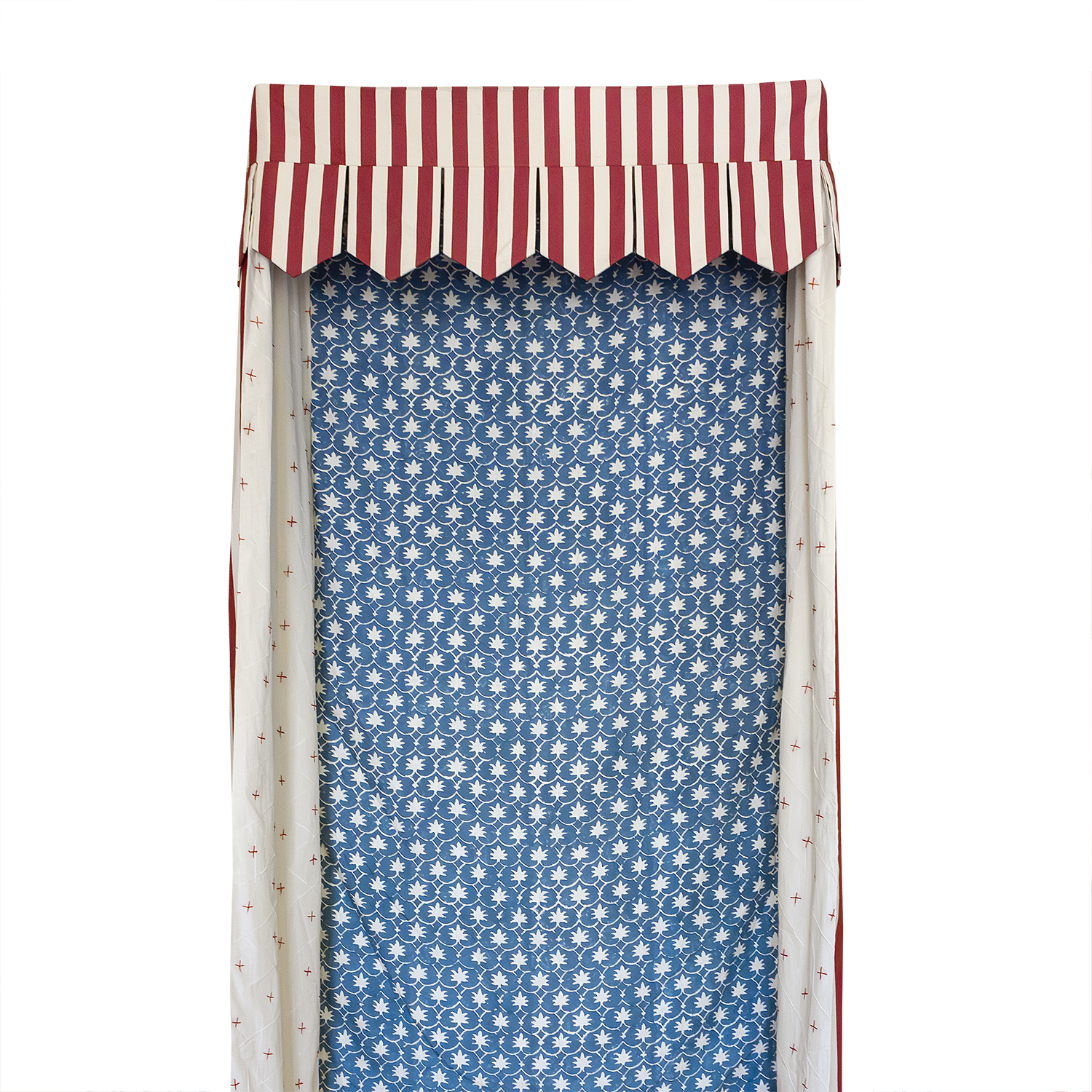 Bed Canopy - Single - Red Stripe/Denim Palm Grove