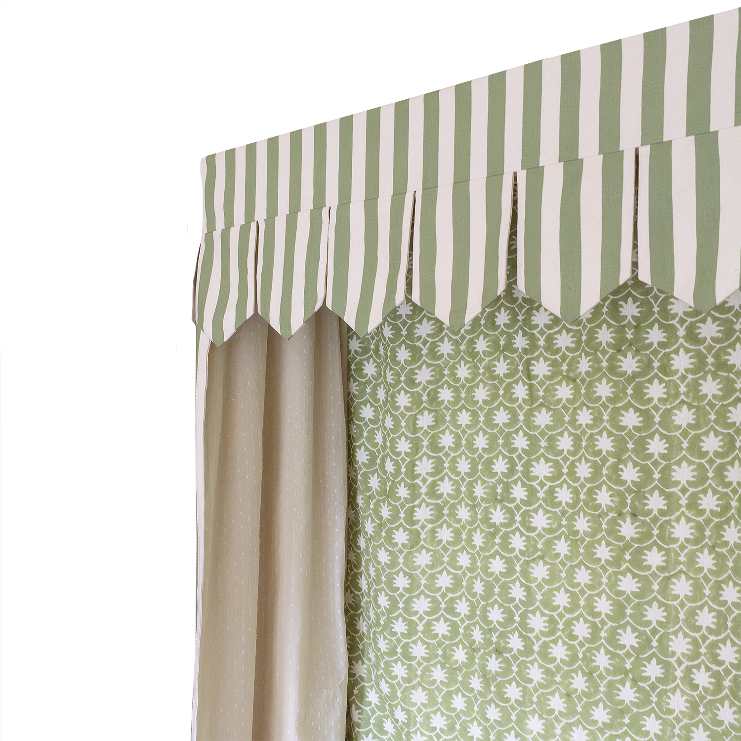 Bed Canopy - Single - Single - Olive Stripe/Palm Grove