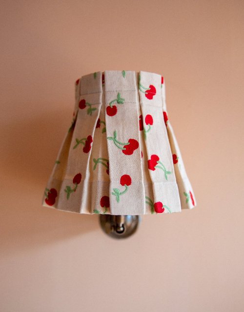 6" Embroidered Green Cherry Candle Clip Lampshade - Alice Palmer & Co