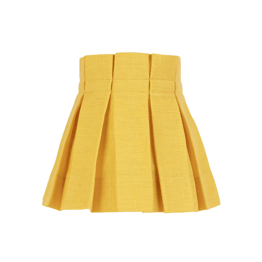 6" Turmeric Linen Structured Box Pleat Lampshade - Alice Palmer & Co