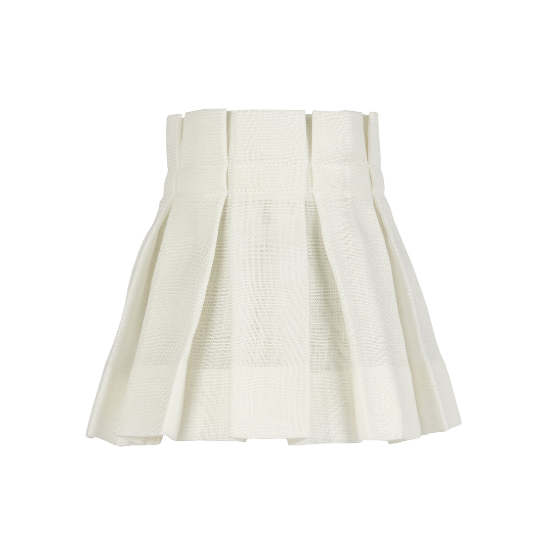 6" White Linen Structured Box Pleat Lampshade - Alice Palmer & Co