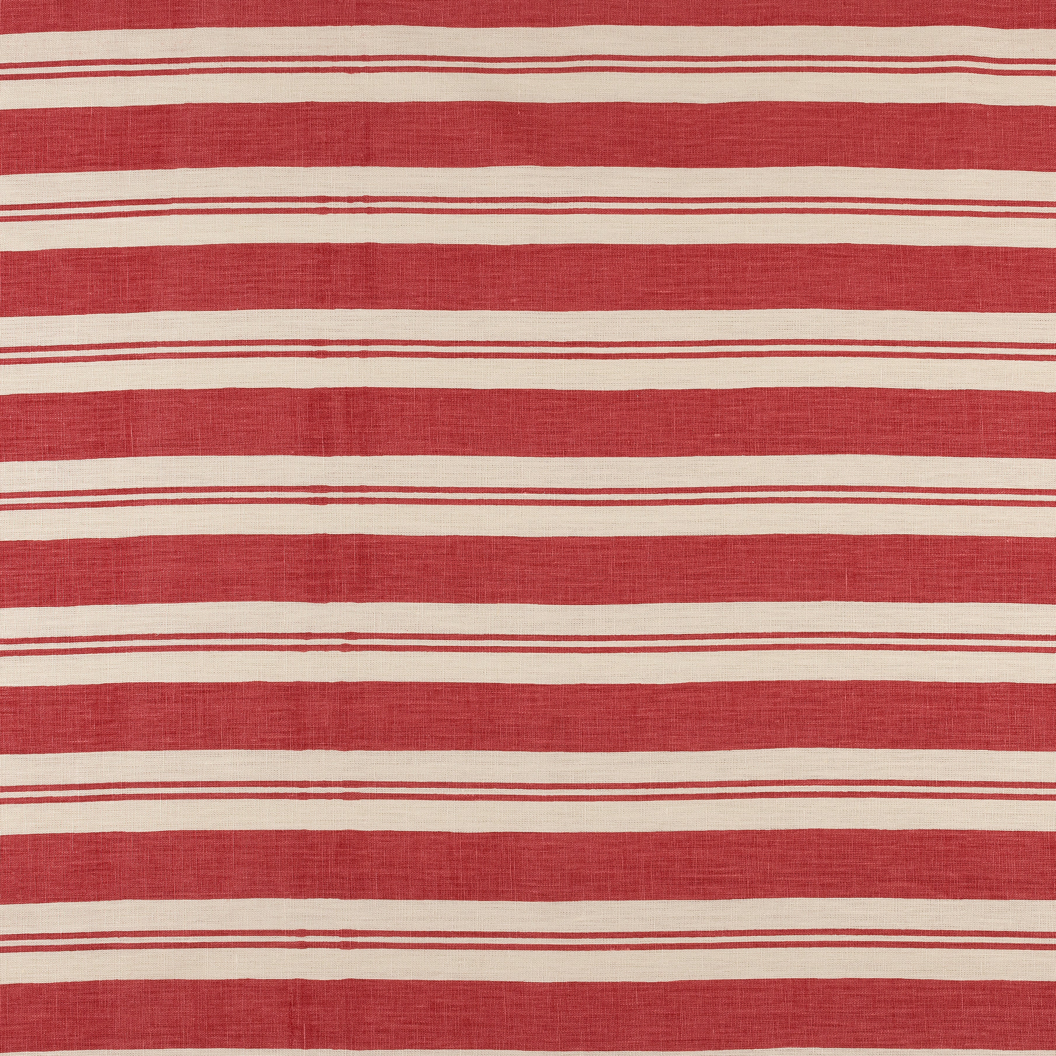 Red Raj Stripe Linen Ruffle Bed Valance