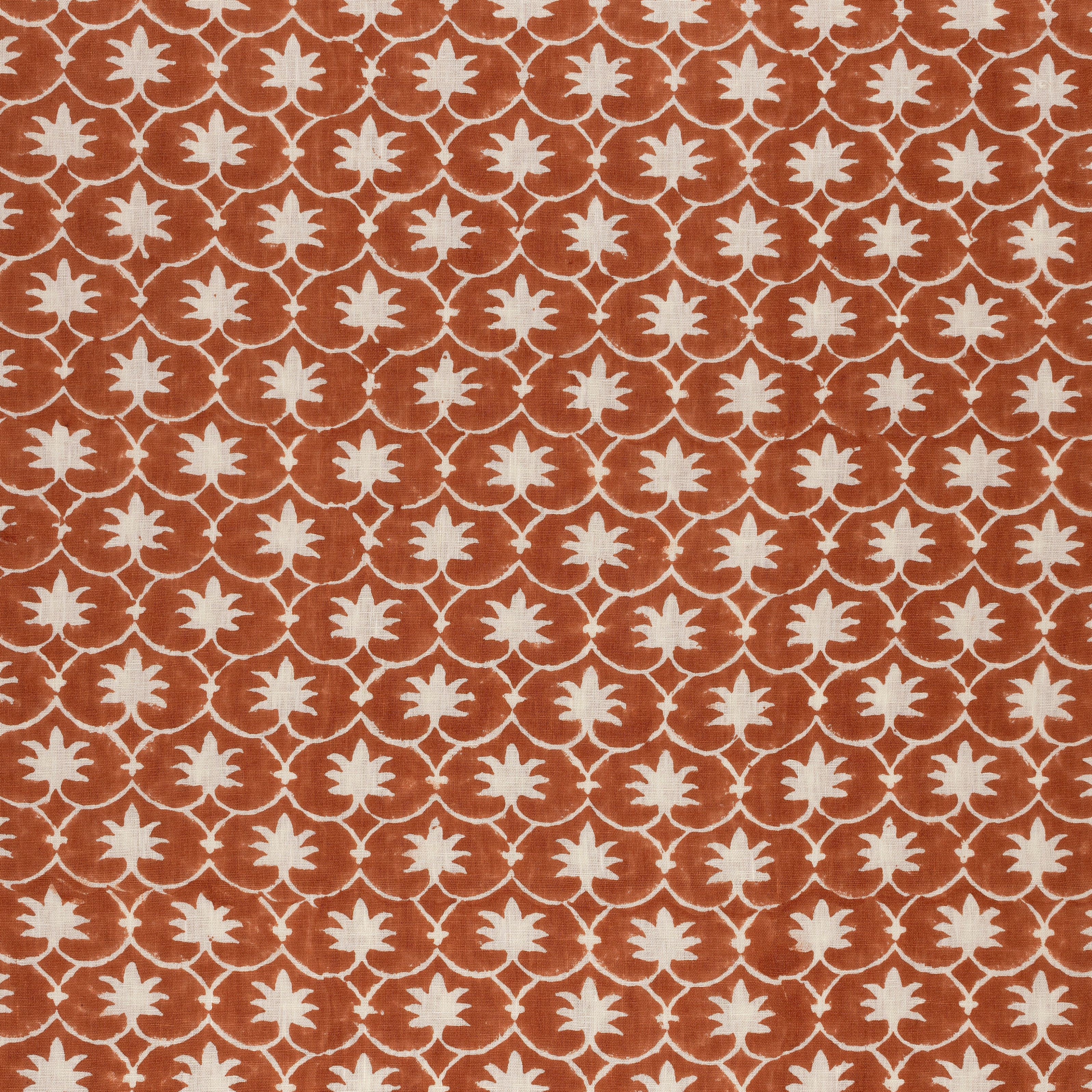 Terracotta Inverse Palm Grove Linen Fabric