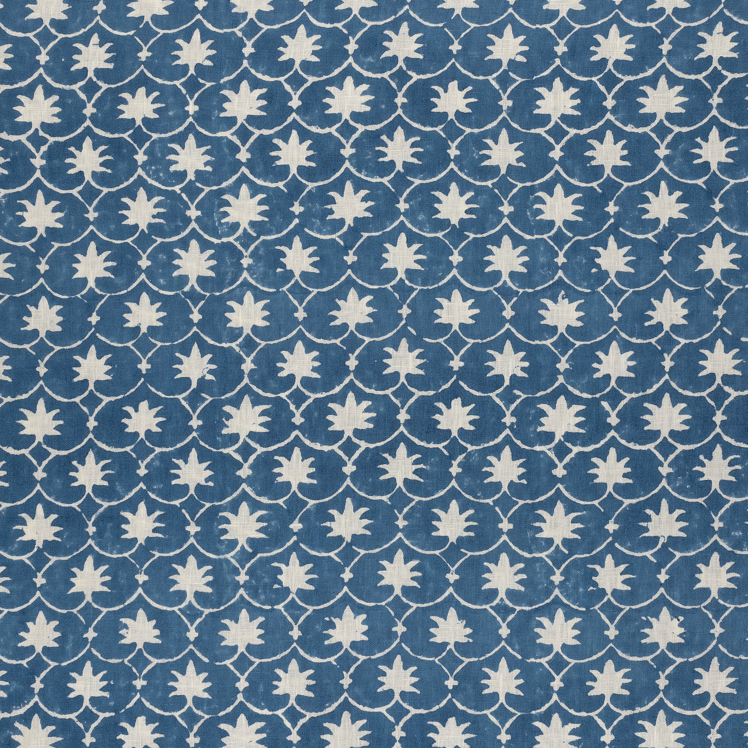 Denim Inverse Palm Grove Linen Fabric