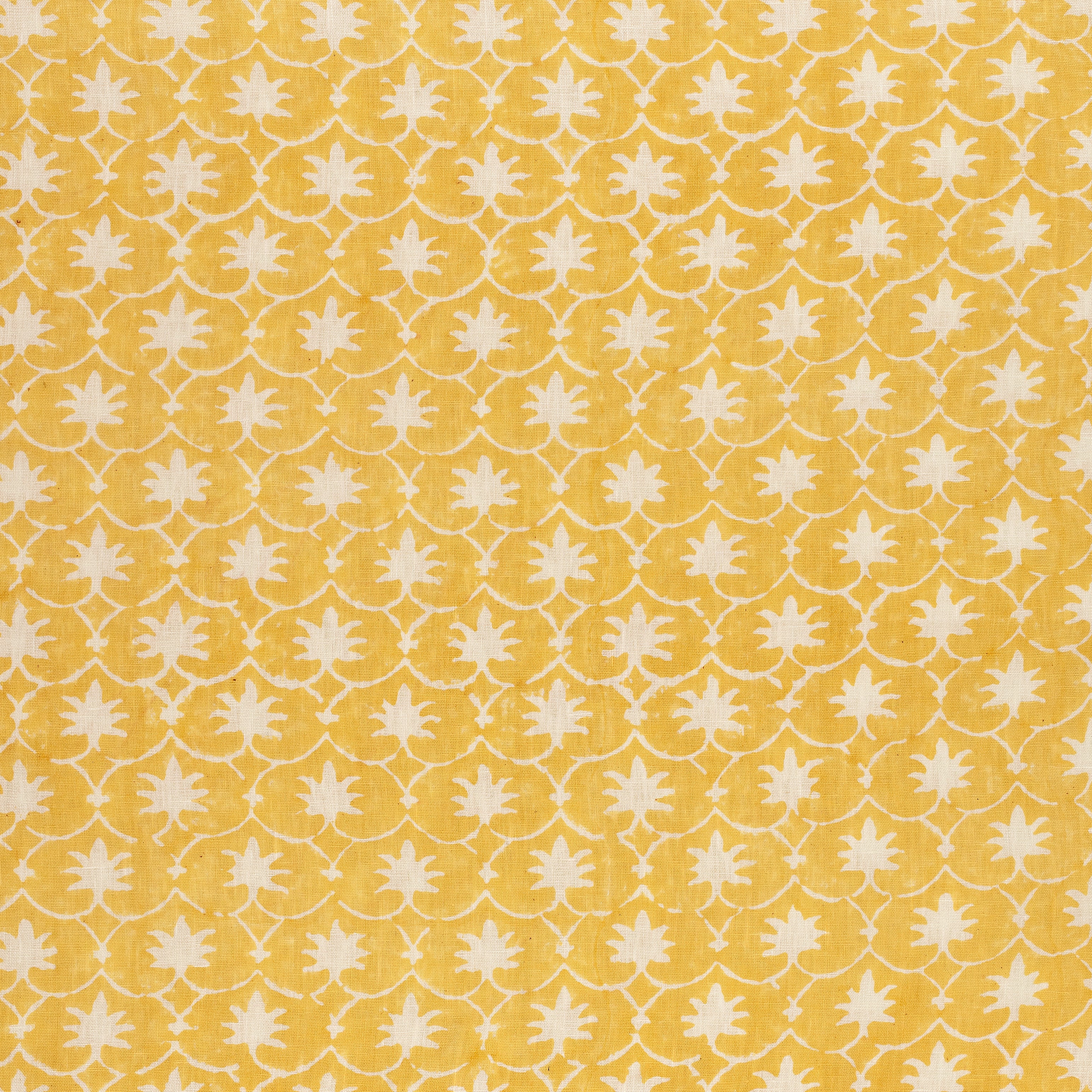 Mustard Inverse Palm Grove Linen Fabric