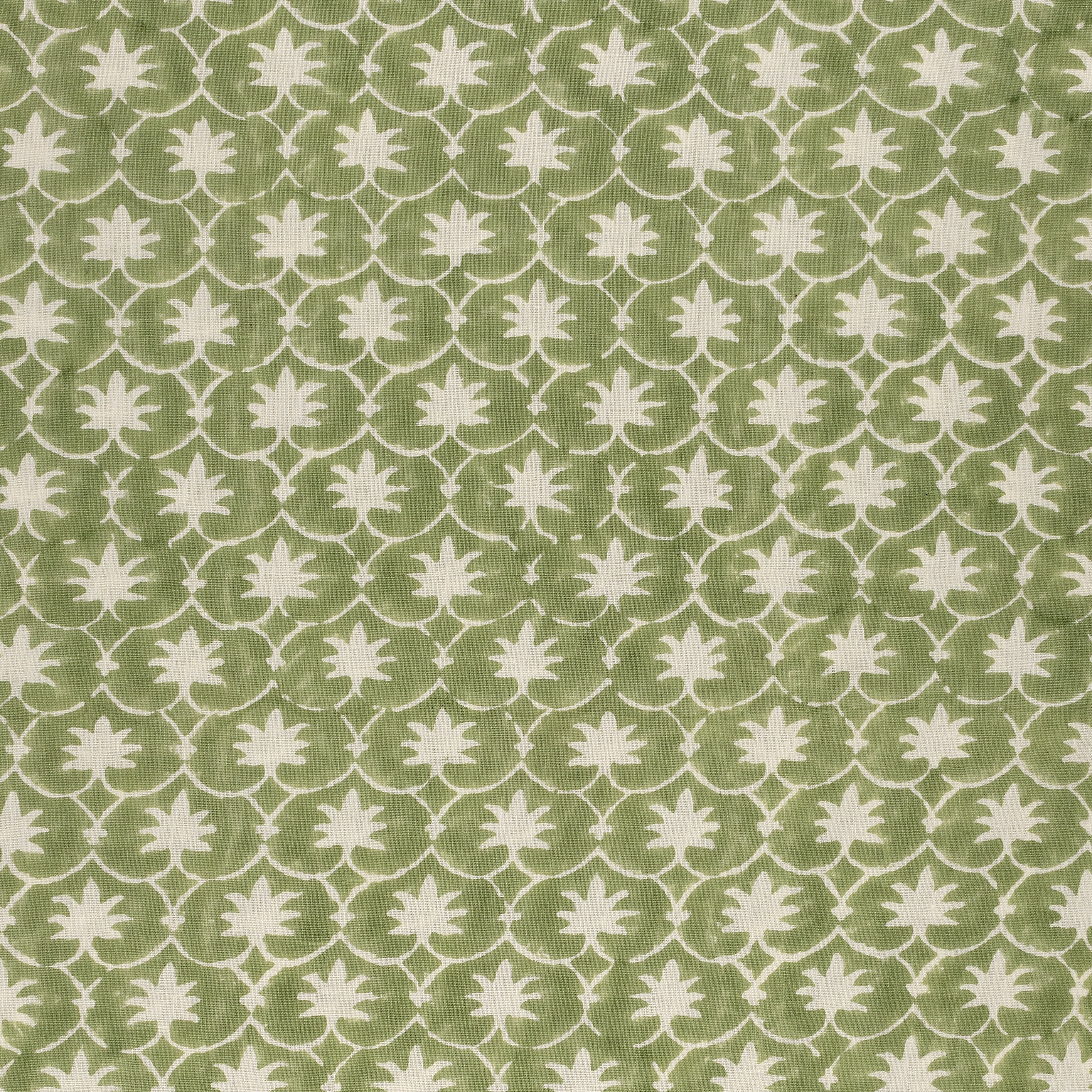 Olive Inverse Palm Grove Linen Fabric