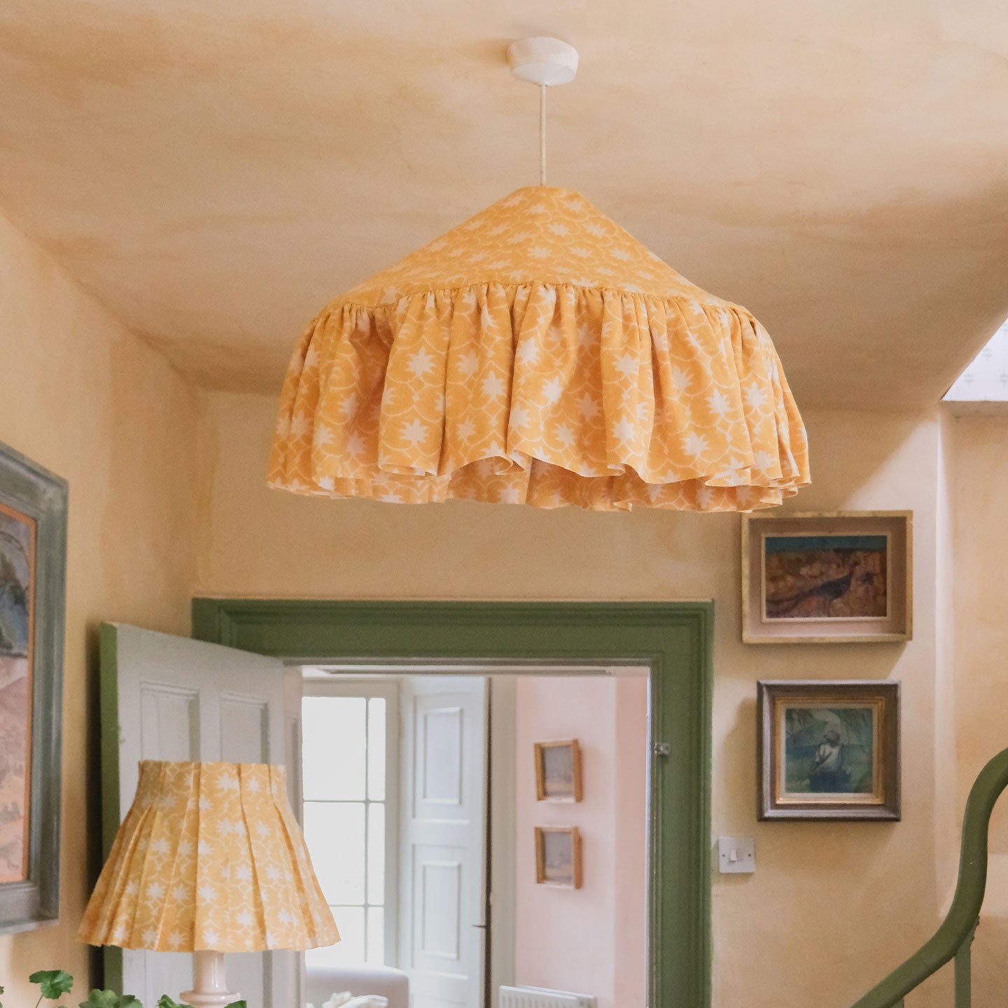 Mustard Palm Grove Inverse Linen Pantry Lampshade