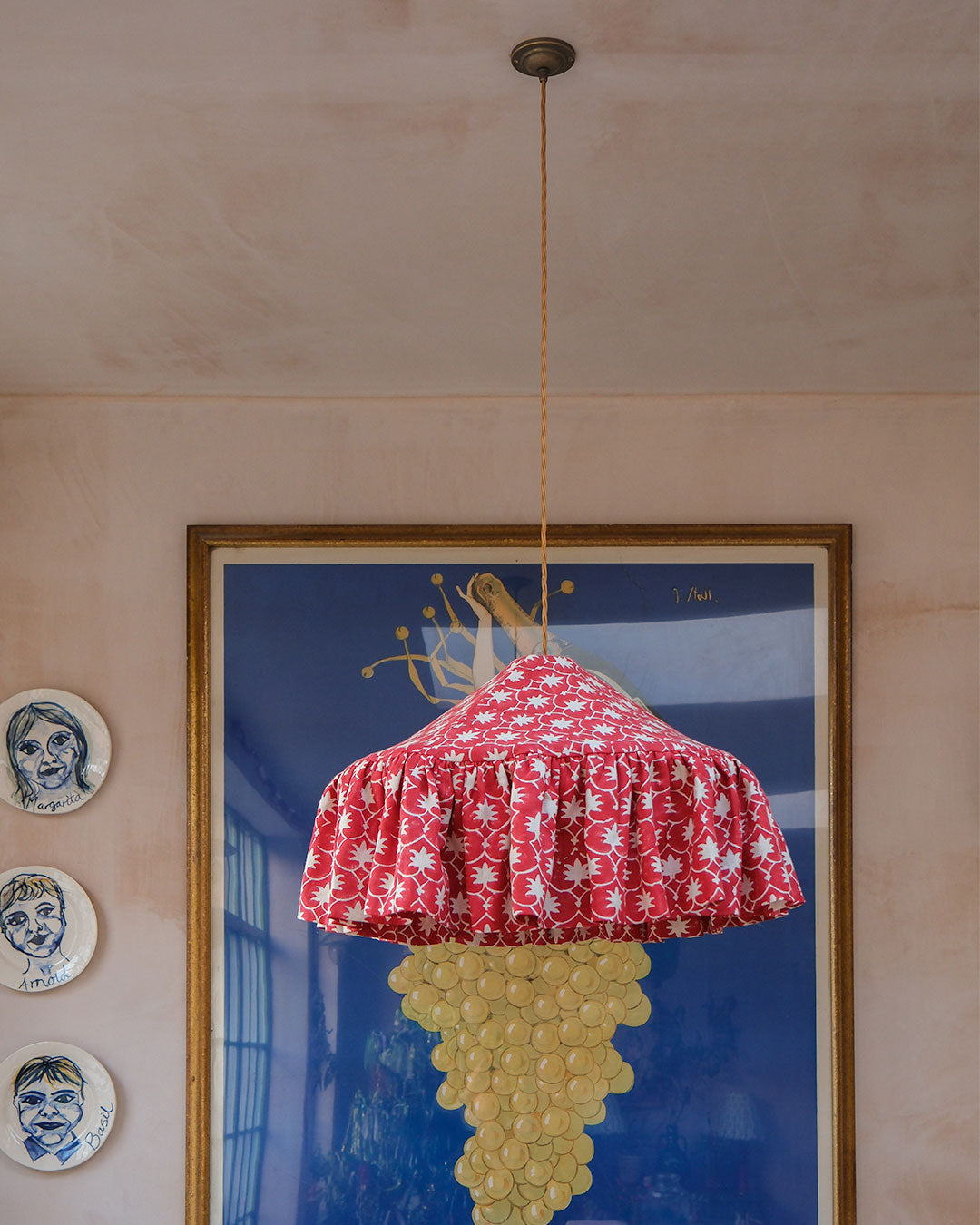 Red Palm Grove Inverse Linen Pantry Lampshade