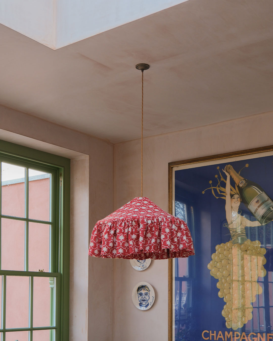 Red Palm Grove Inverse Linen Pantry Lampshade