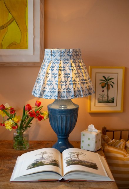 Blue Callaloo Cotton Box Pleat Lampshade - Alice Palmer & Co