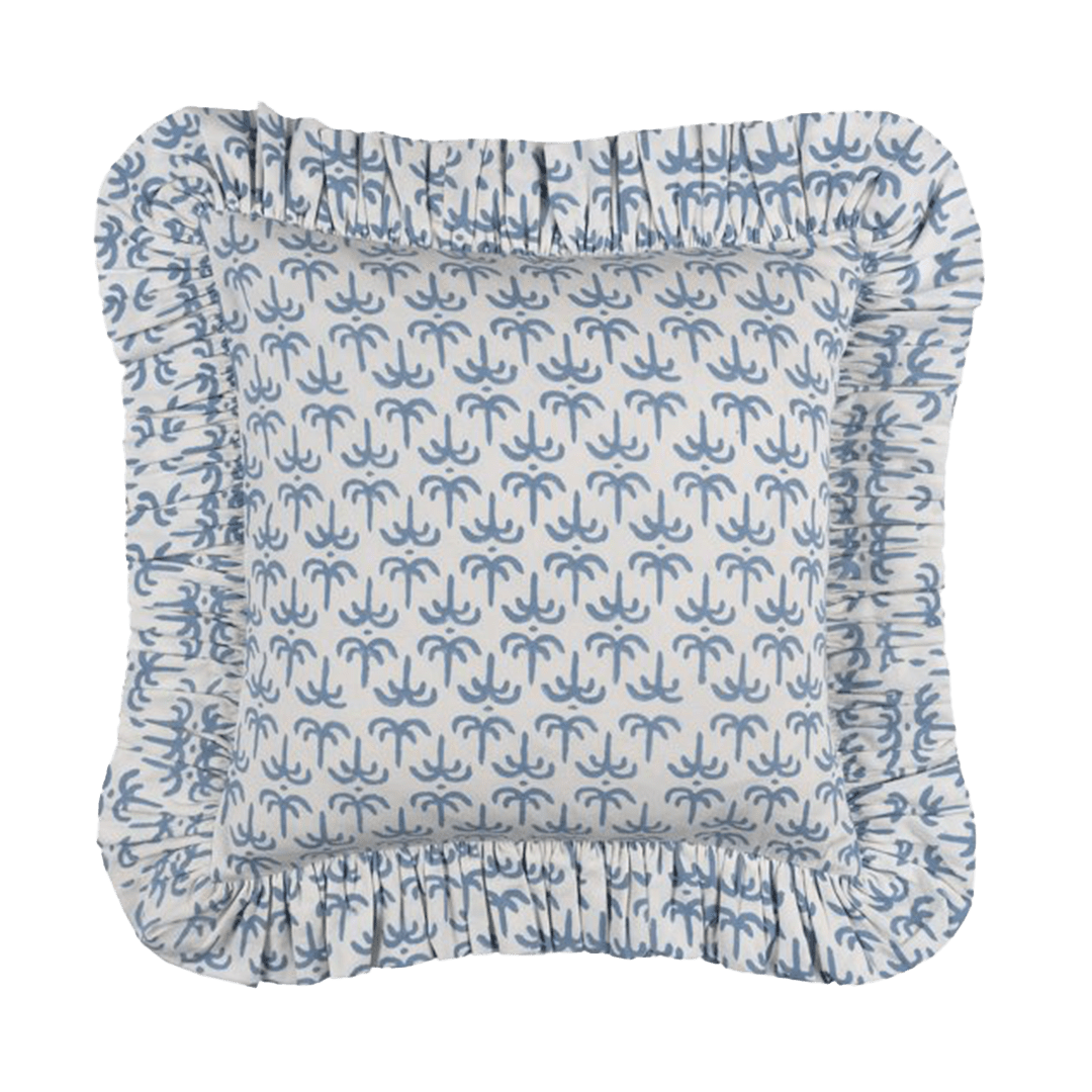 Blue Callaloo Cotton Frilly Cushion - Alice Palmer & Co