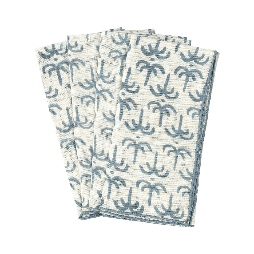 Blue Callaloo Linen Napkins - Set of 4