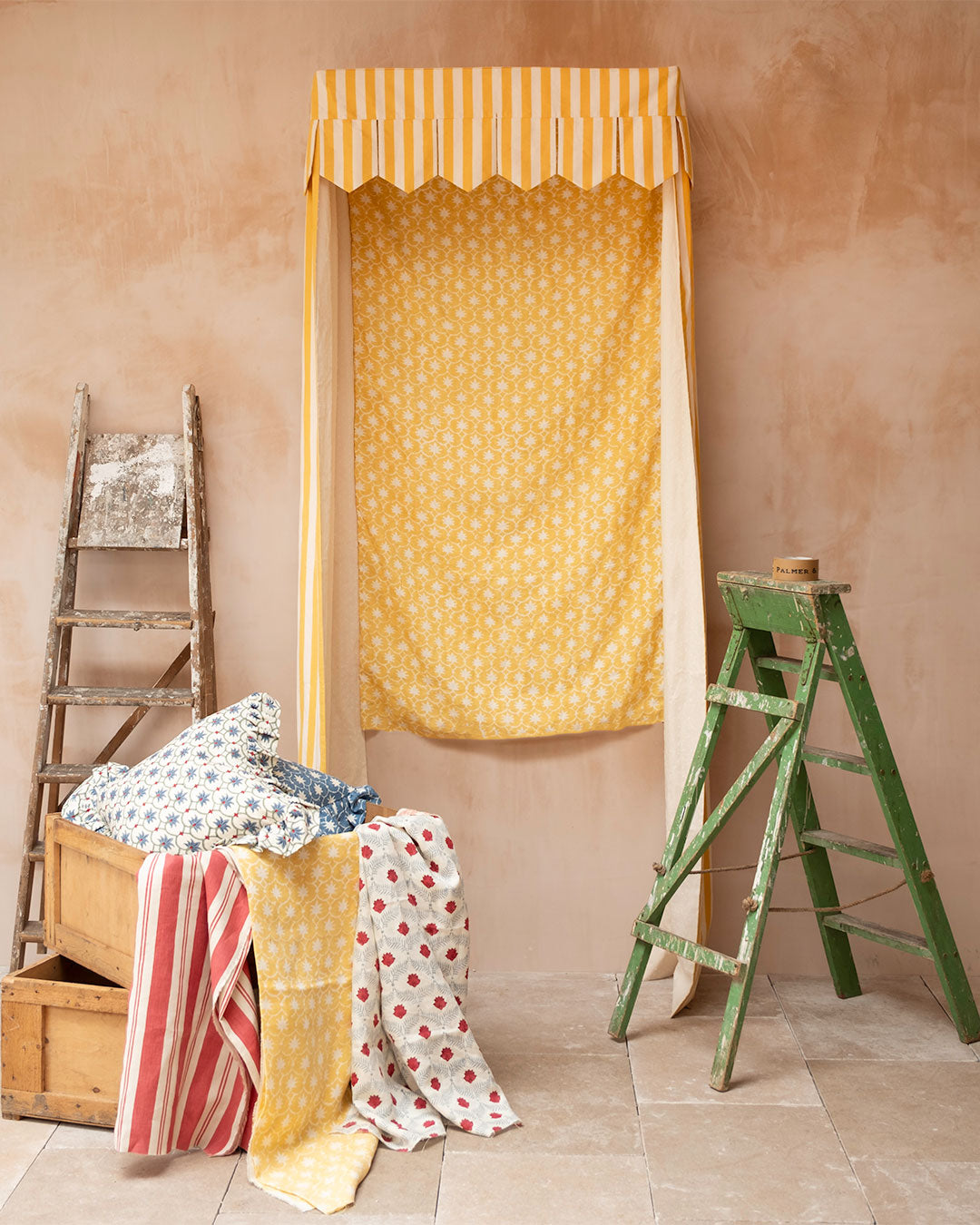 Bed Canopy - Single - Single - Mustard Stripe/Palm Grove