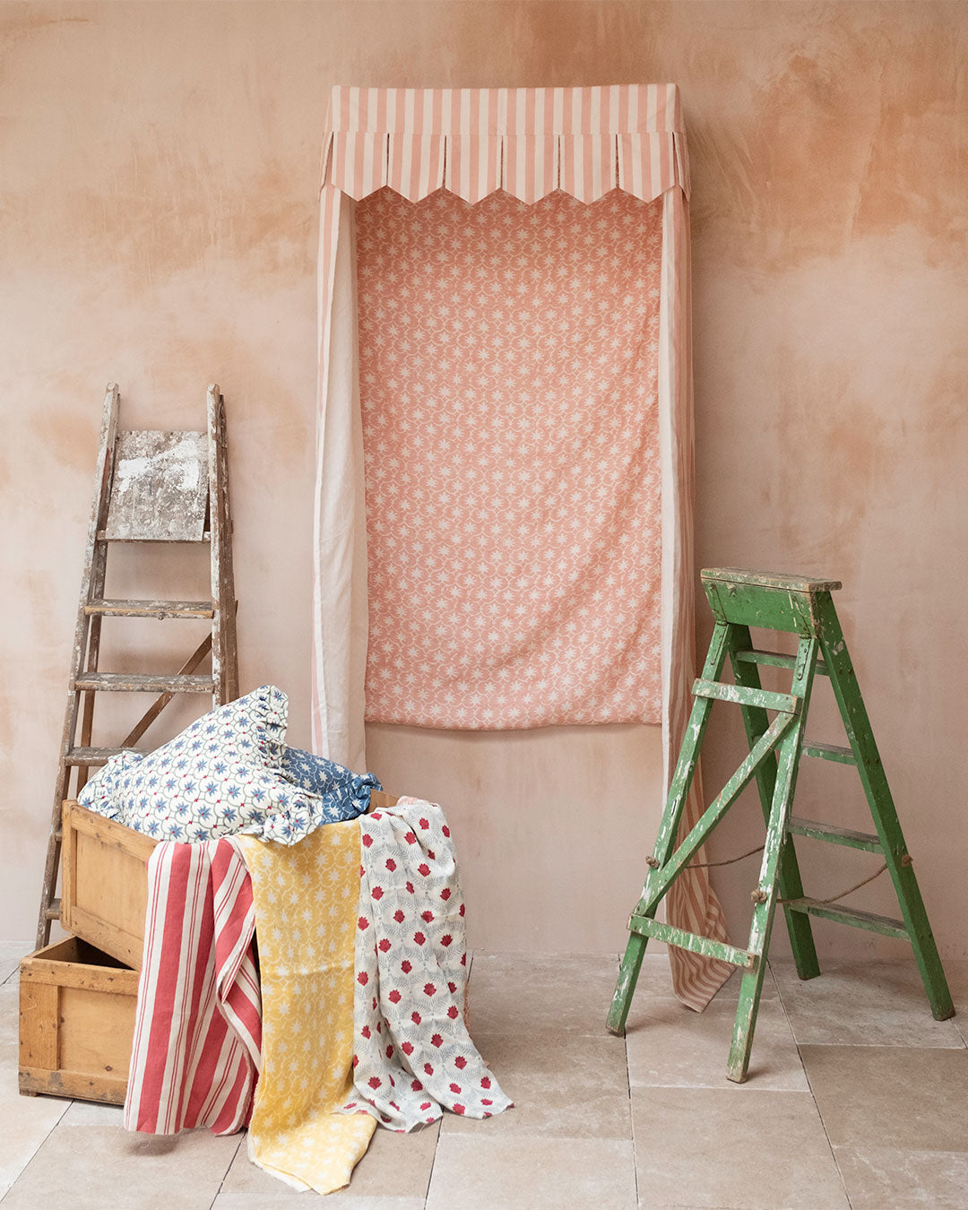 Bed Canopy - Single - Single - Rhubarb Stripe/Palm Grove