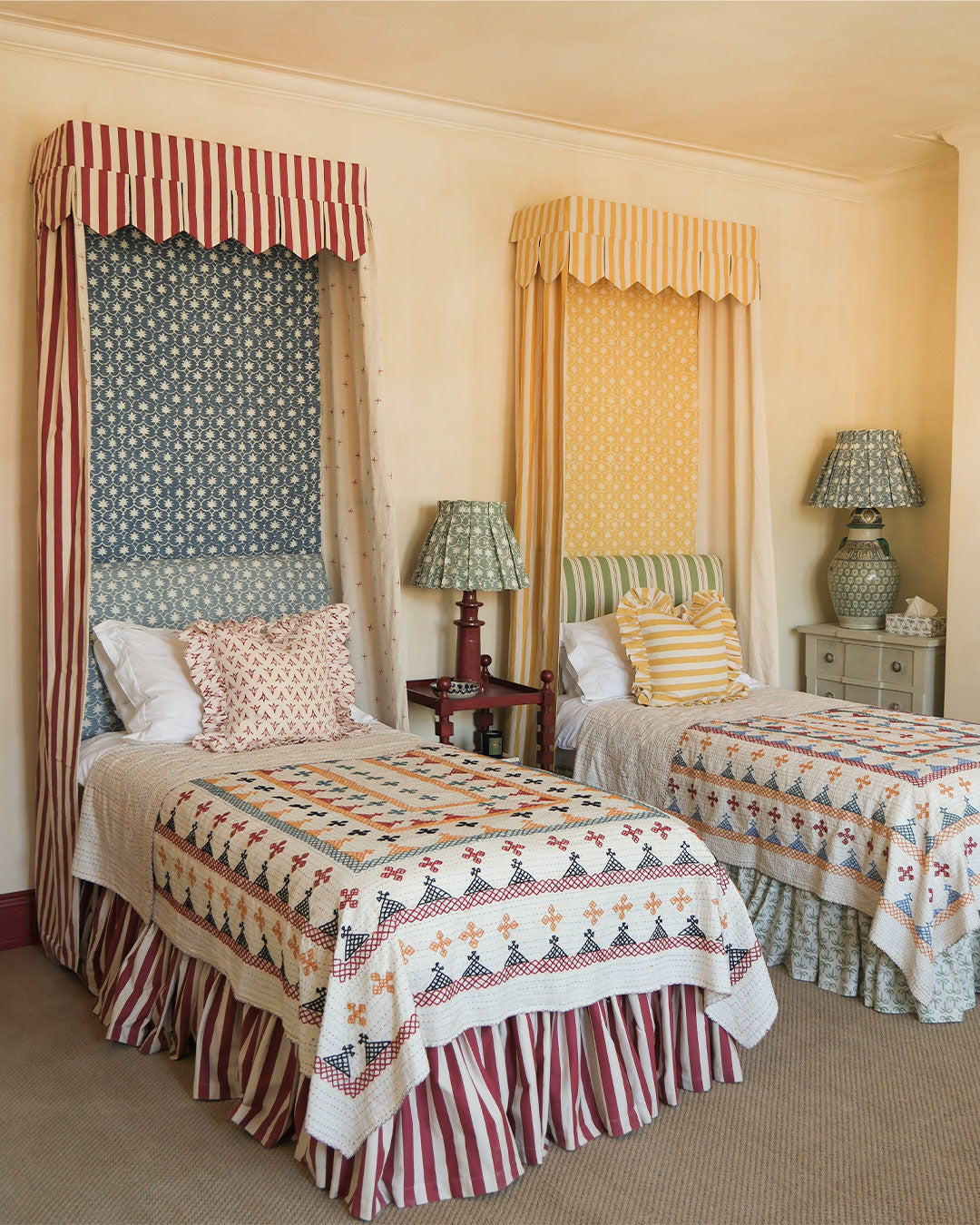 Bed Canopy - Single - Single - Mustard Stripe/Palm Grove