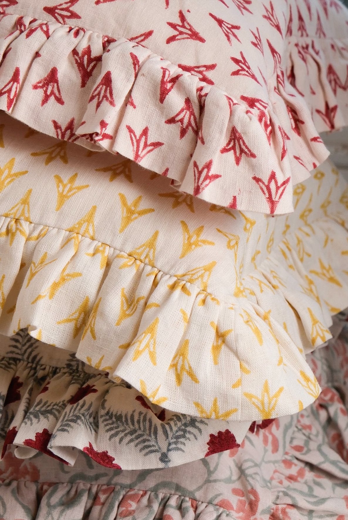 Daffodil Papaya Linen Frilly Cushion - Alice Palmer & Co