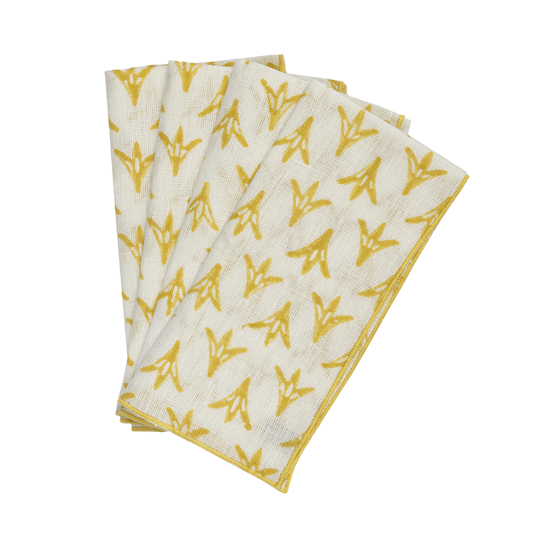 Daffodil Papaya Linen Napkins - Set of 4