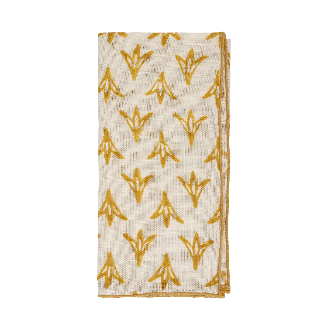 Daffodil Papaya Linen Napkins - Set of 4