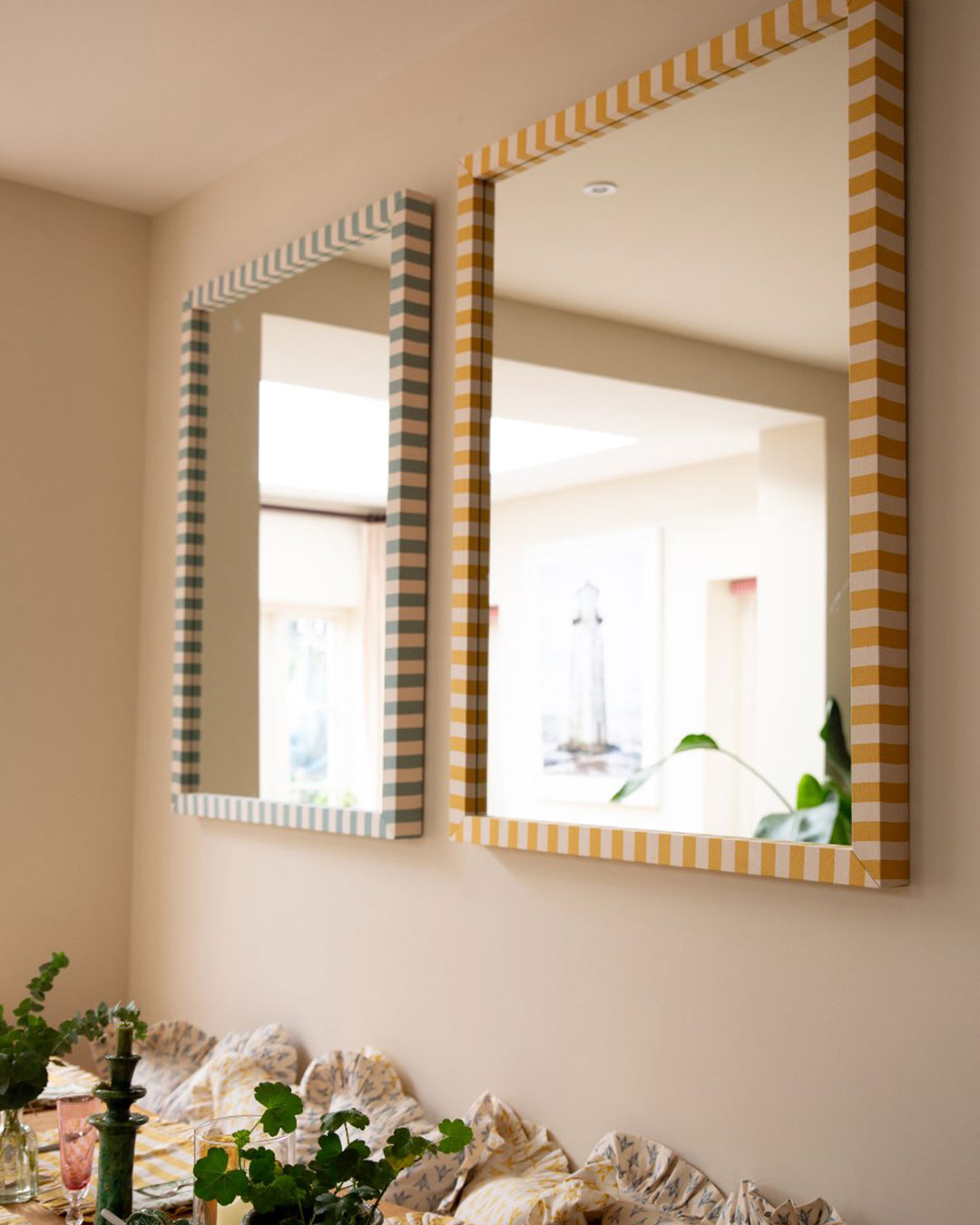 Denim Striped Fabric Mirror