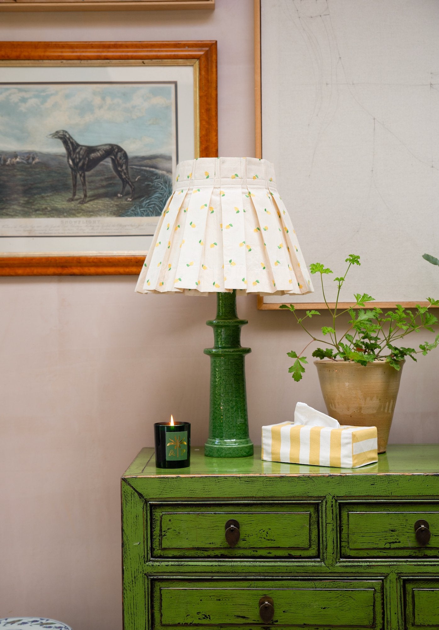Embroidered Lemon Box Pleat Lampshade - Alice Palmer & Co