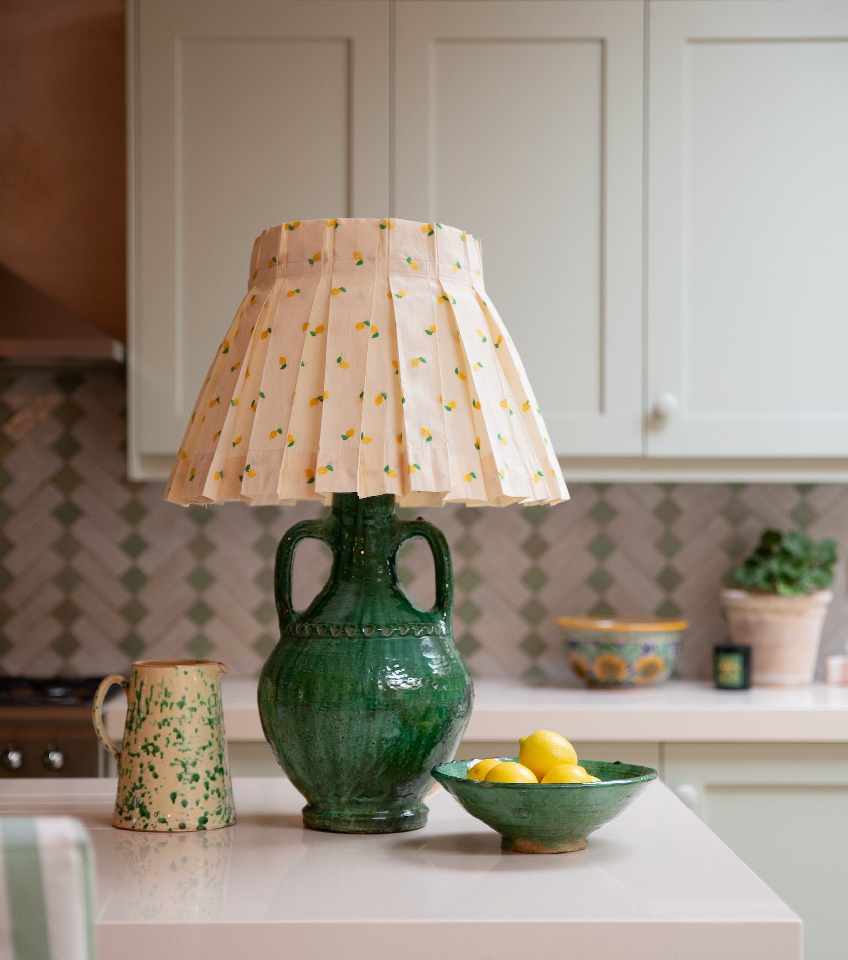 Embroidered Lemon Box Pleat Lampshade - Alice Palmer & Co