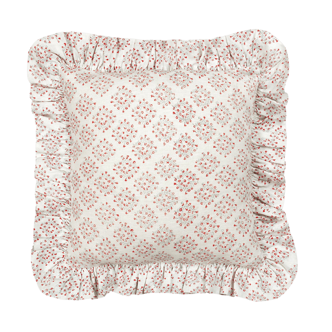 Floral Posy Linen Frilly Cushion - Alice Palmer & Co