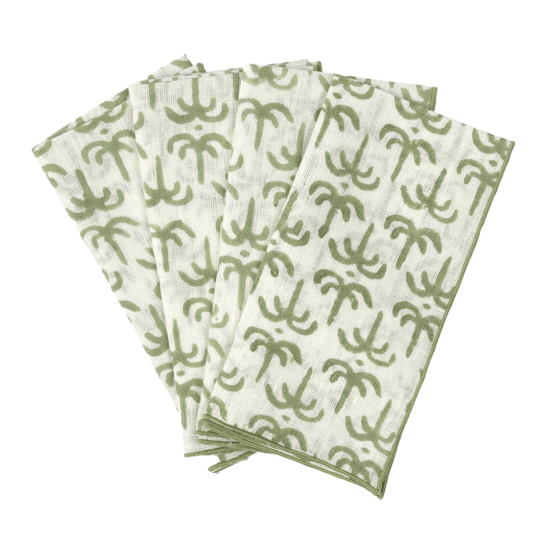 Green Callaloo Linen Napkins - Set of 4