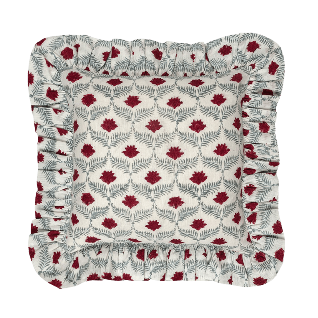 Lotus Linen Frilly Cushion - Alice Palmer & Co