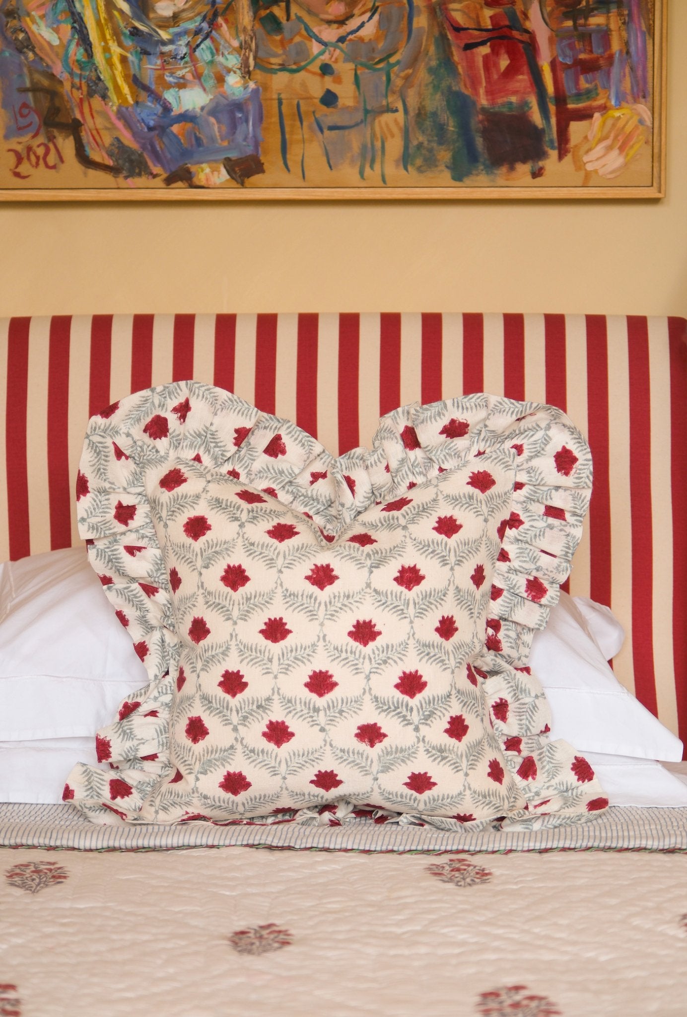 Lotus Linen Frilly Cushion - Alice Palmer & Co