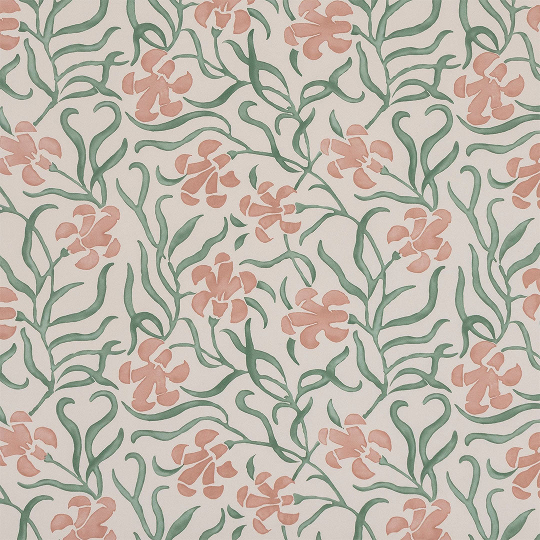 Okra Wallpaper - Terracotta / Eucalyptus