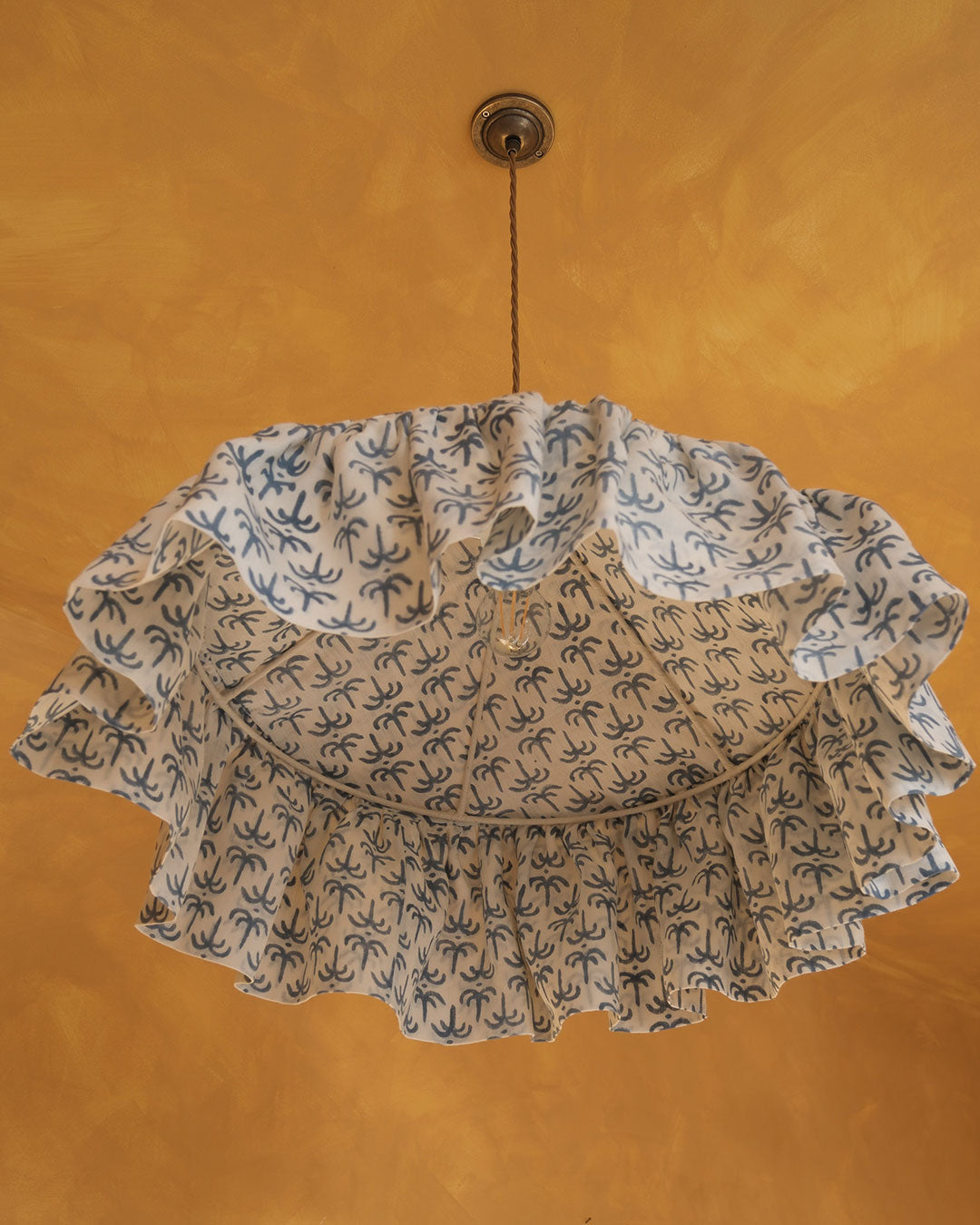 Blue Callaloo Linen Pantry Lampshade