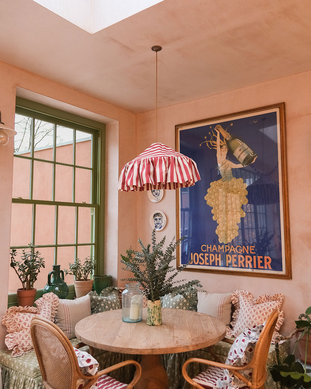 Tangier Red Stripe Linen Pantry Lampshade