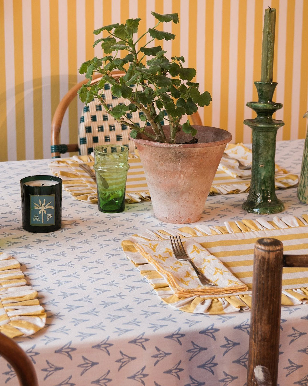 Petrol Papaya Ruffle Tablecloth