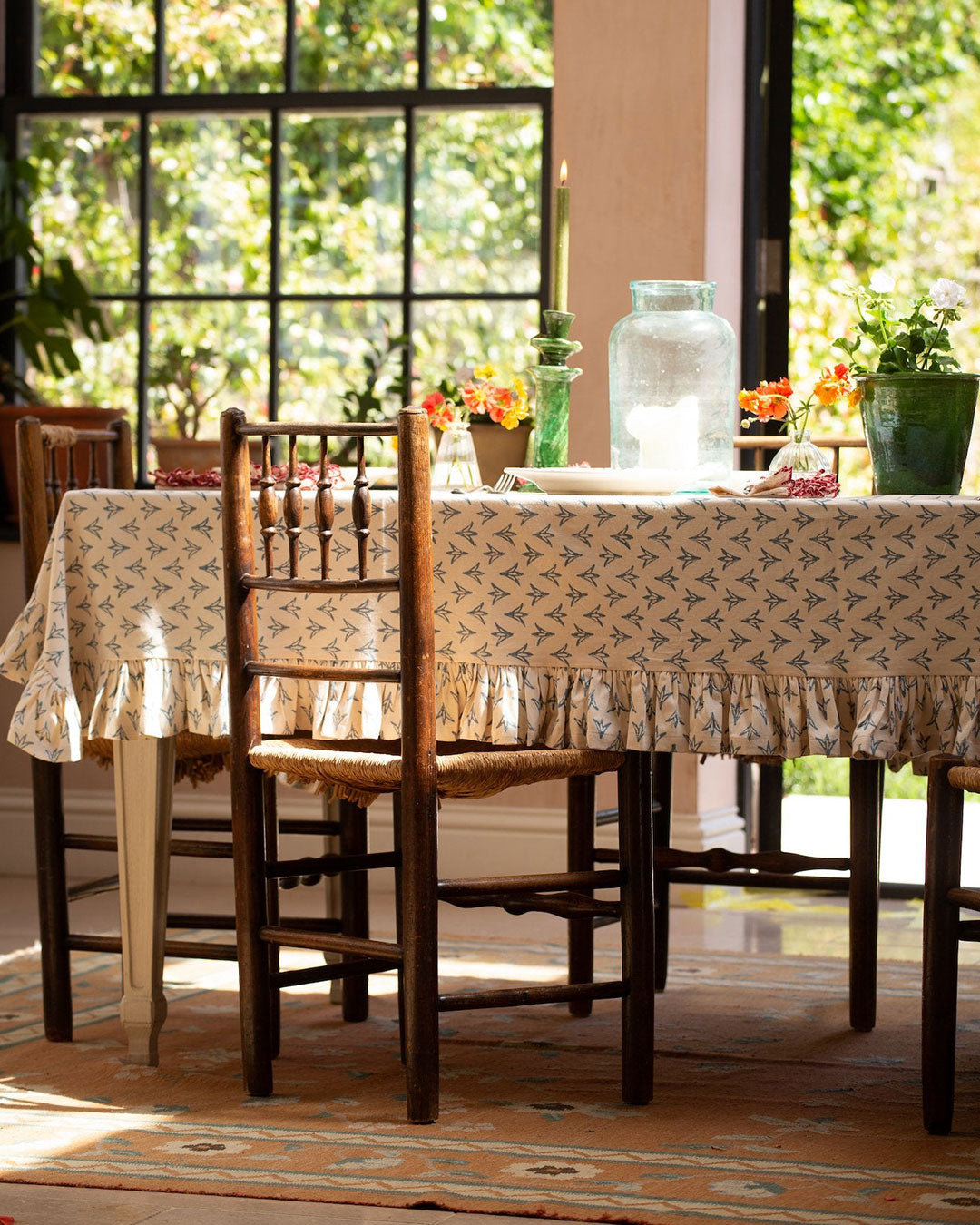 Petrol Papaya Ruffle Tablecloth