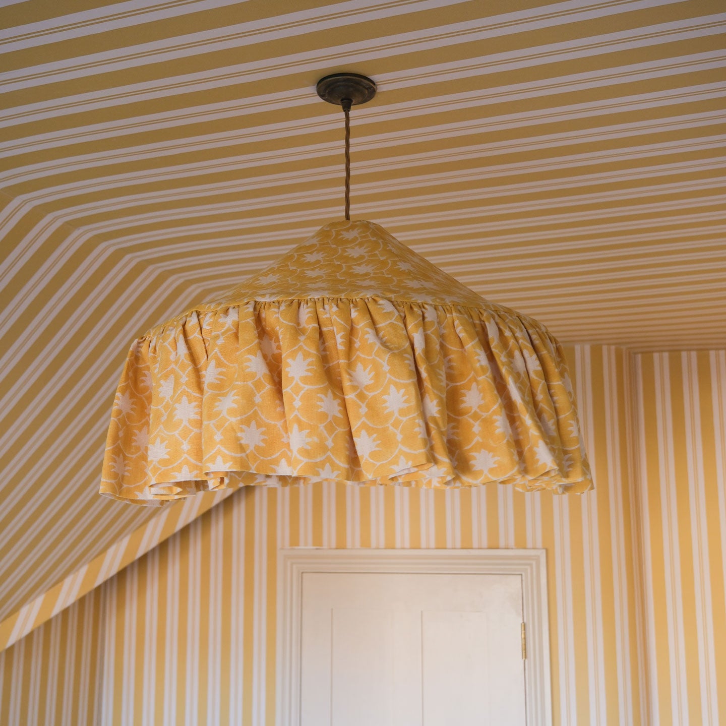 Mustard Palm Grove Inverse Linen Pantry Lampshade