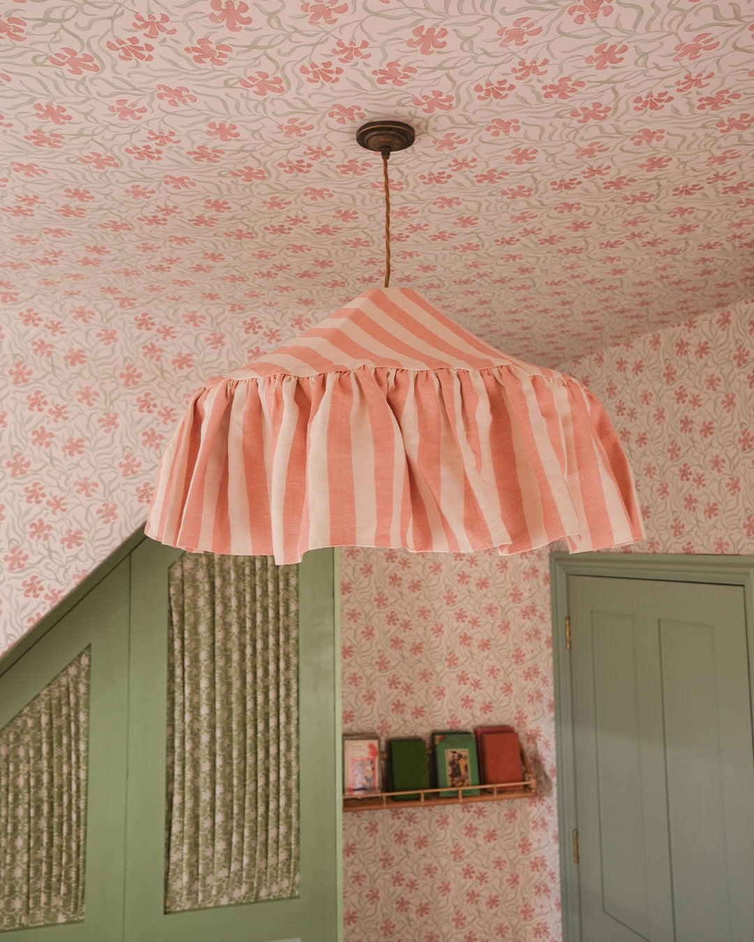 Tangier Rhubarb Stripe Linen Pantry Lampshade