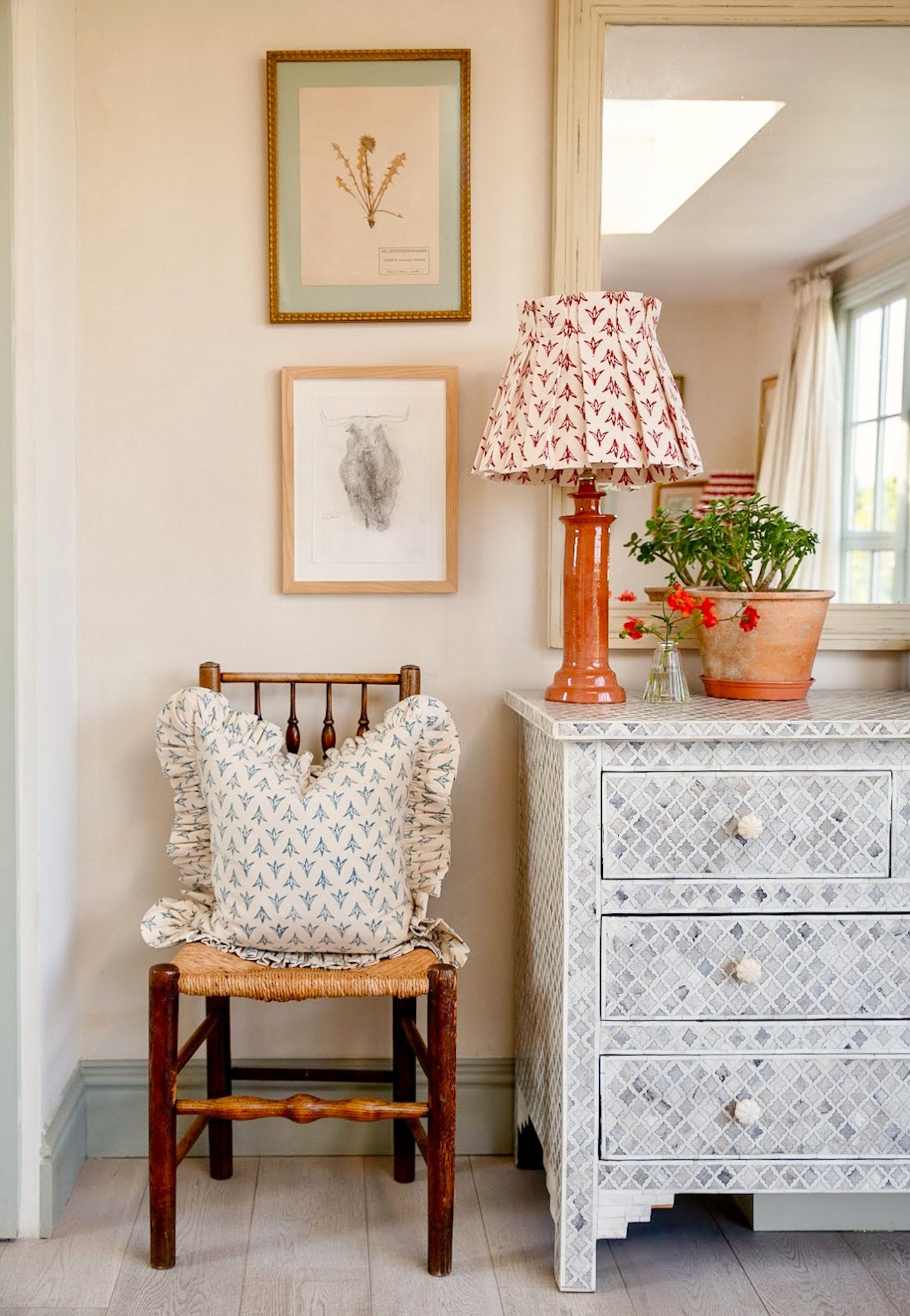 Poppy Papaya Cotton Box Pleat Lampshade - Alice Palmer & Co