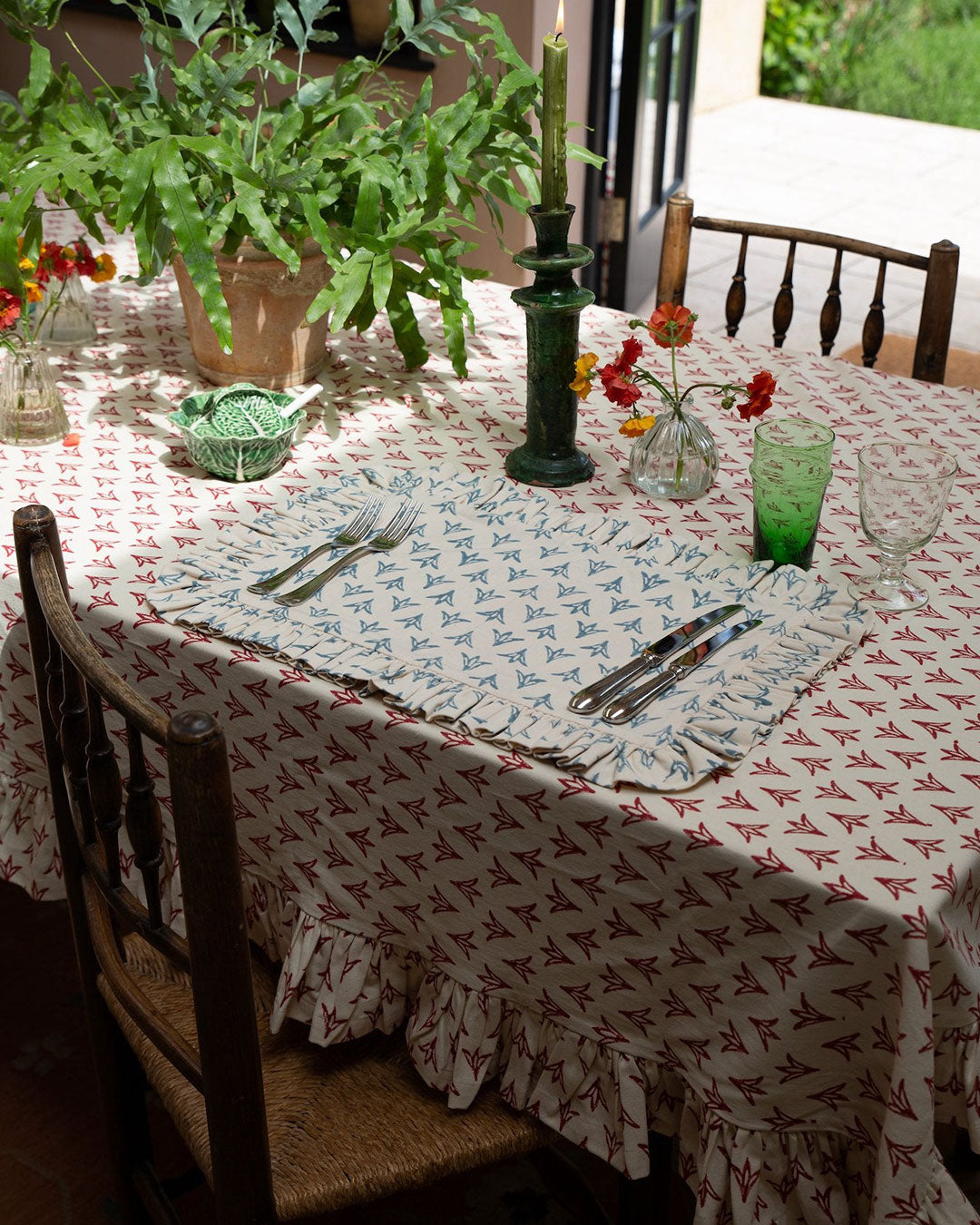 Poppy Papaya Ruffle Tablecloth