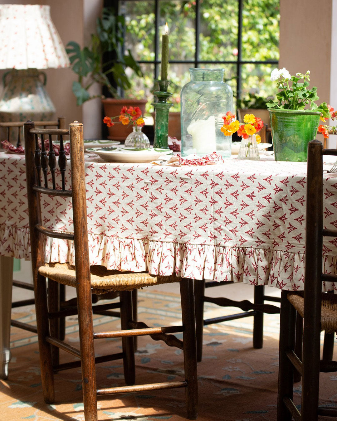 Poppy Papaya Ruffle Tablecloth