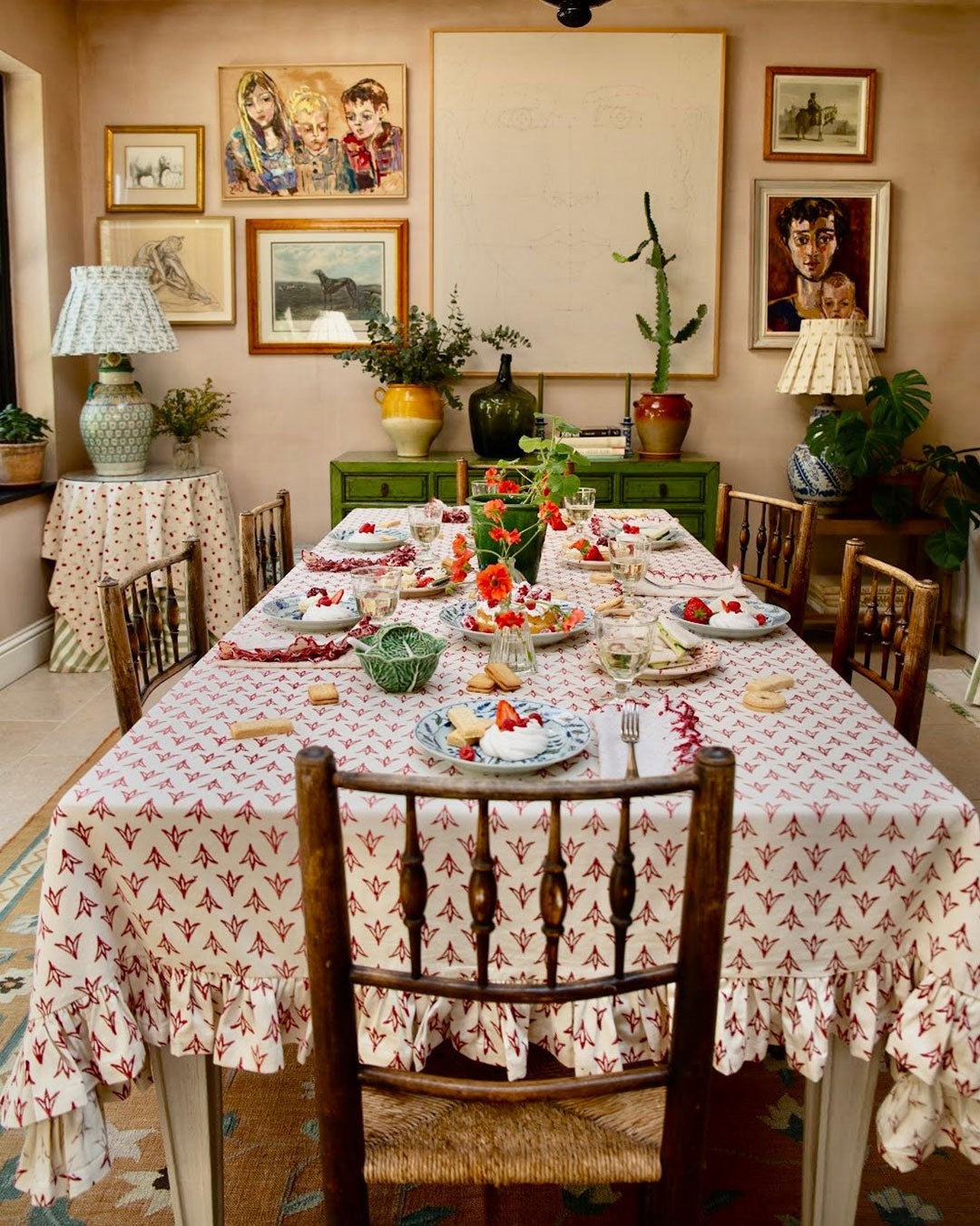 Poppy Papaya Ruffle Tablecloth