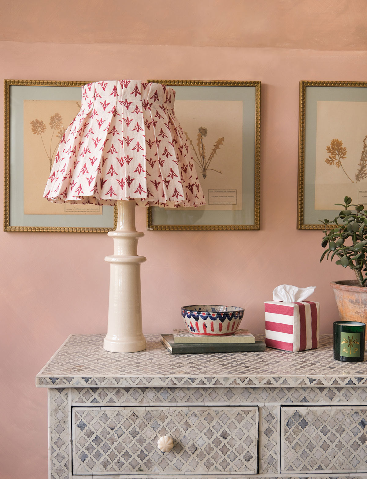 Poppy Papaya Linen Structured Box Pleat Lampshade