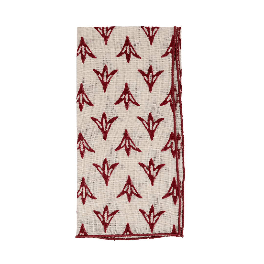 Poppy Papaya Linen Napkins - Set of 4