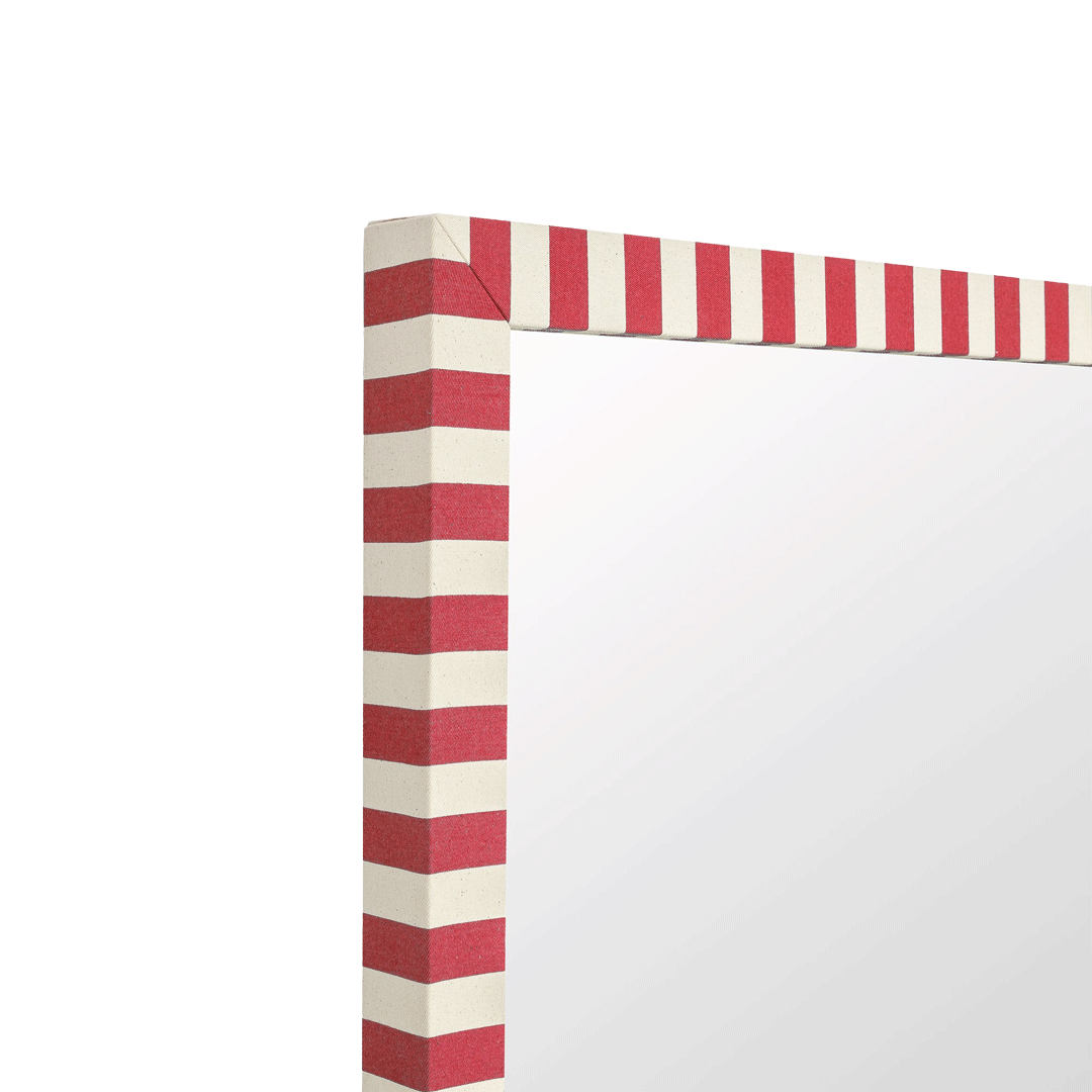 Red Striped Fabric Mirror