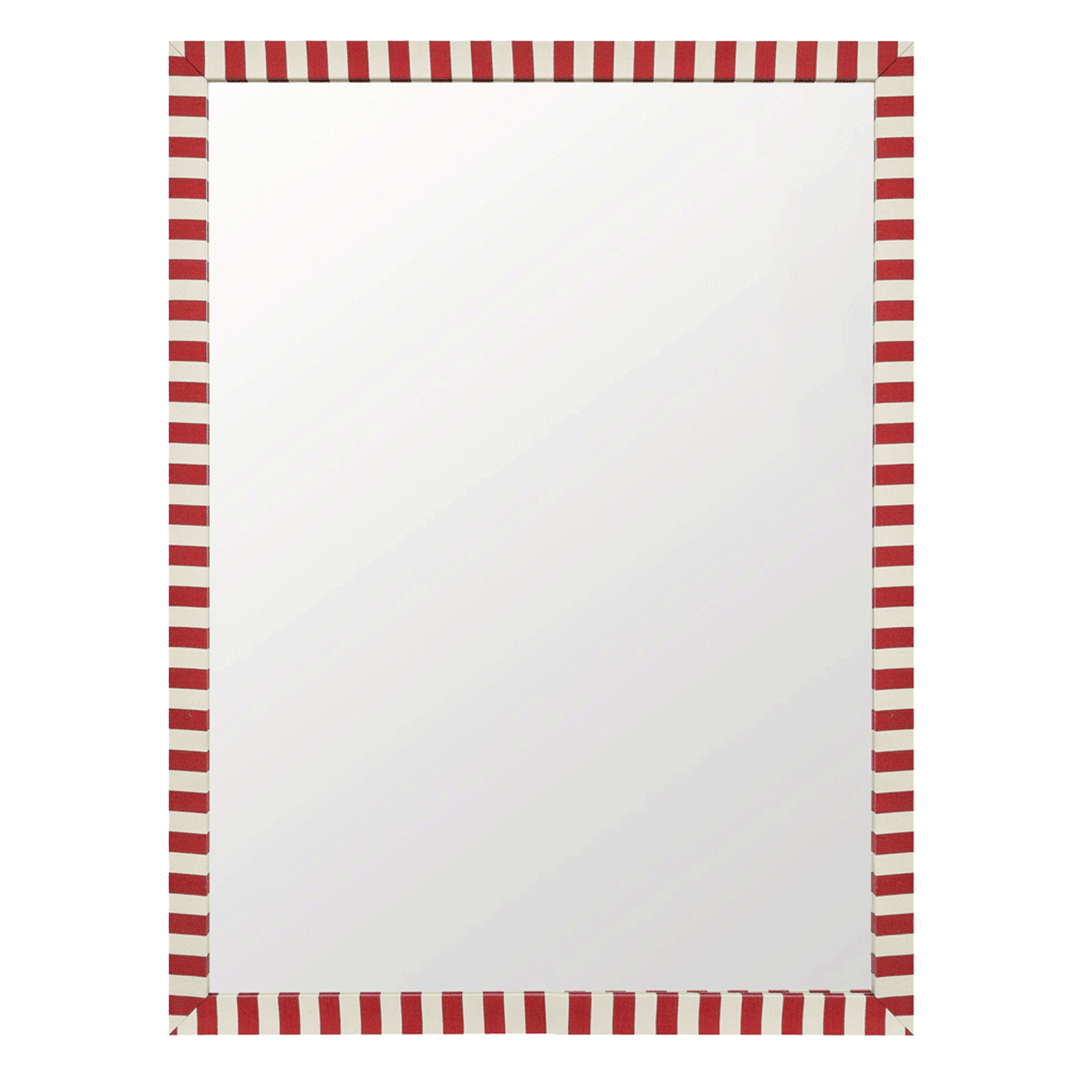 Red Striped Fabric Mirror