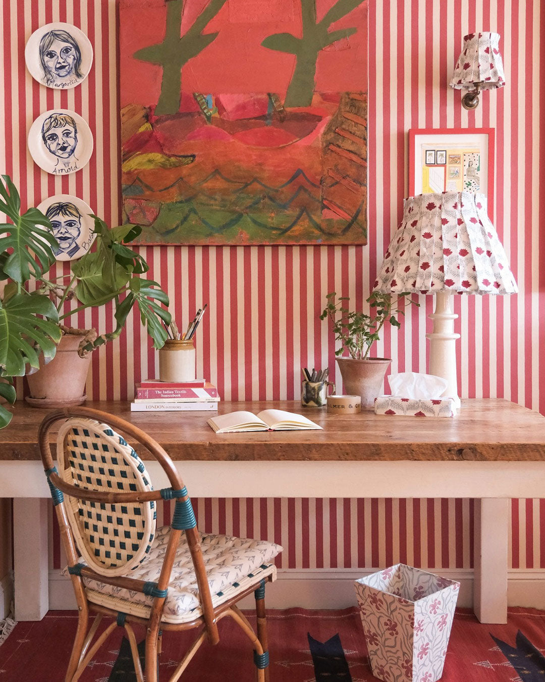 Tangier Red Stripe Wallpaper