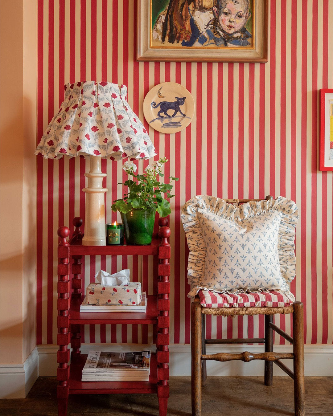 Tangier Red Stripe Wallpaper