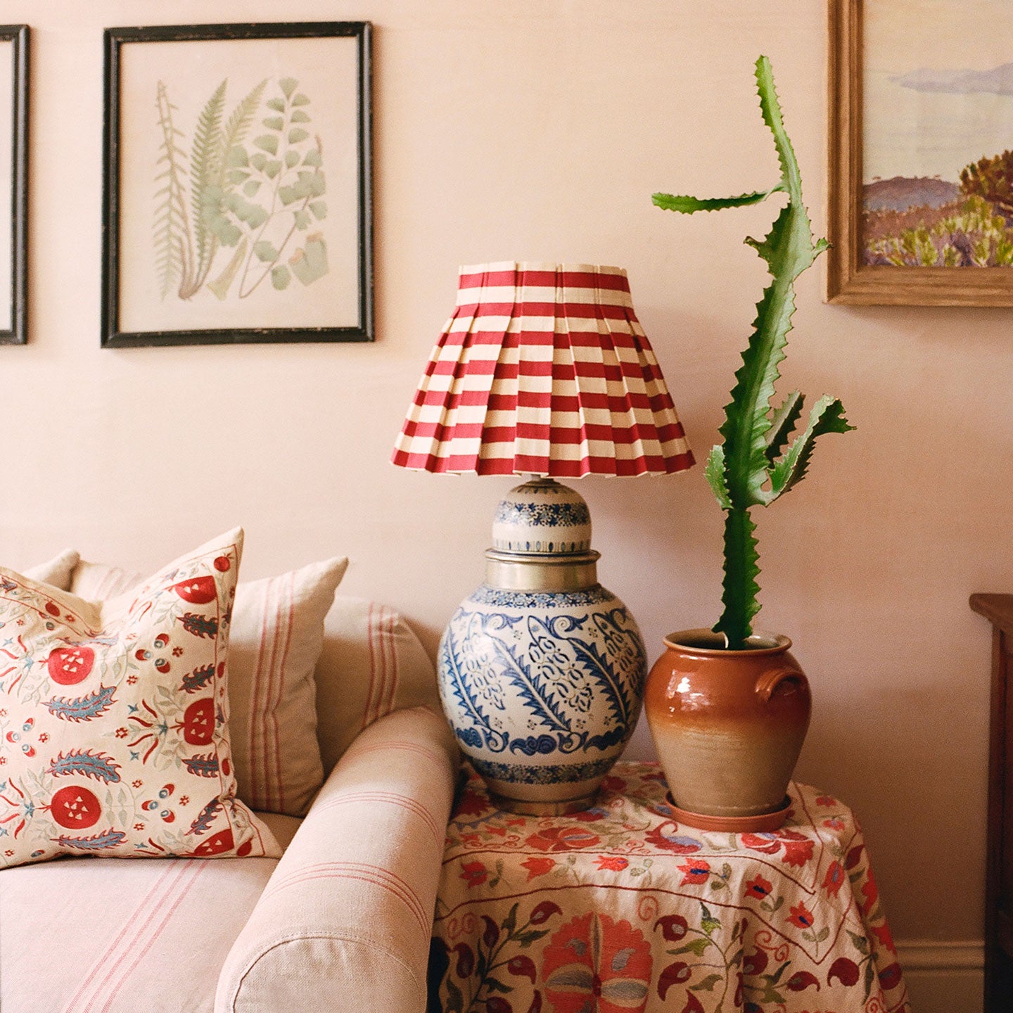 Tangier Red Stripe Box Pleat Lampshade