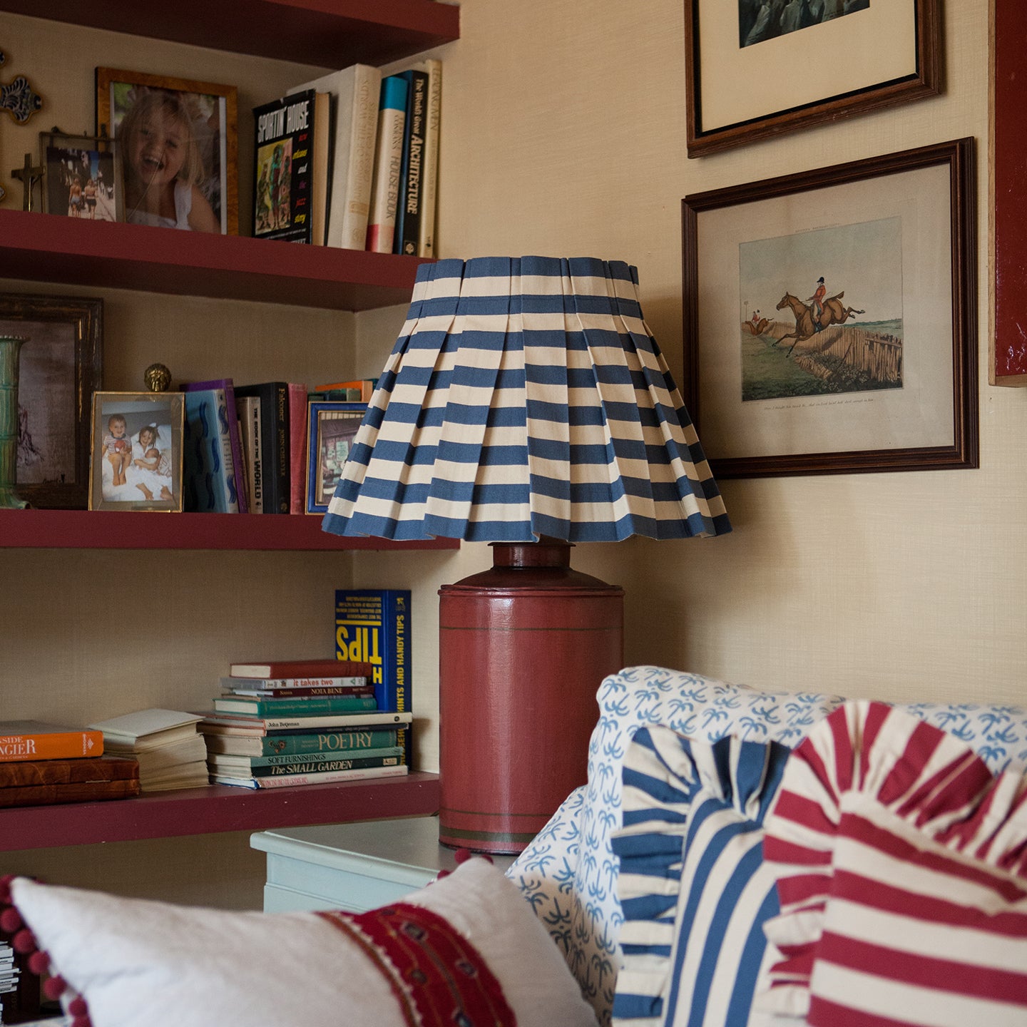 Tangier Denim Stripe Box Pleat Lampshade