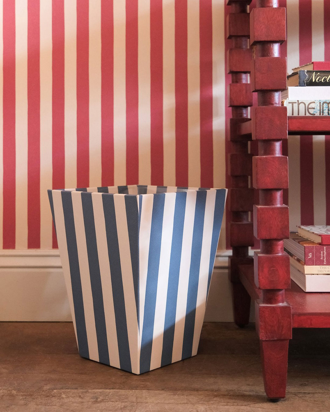 Tangier Denim Stripe Waste Paper Bin