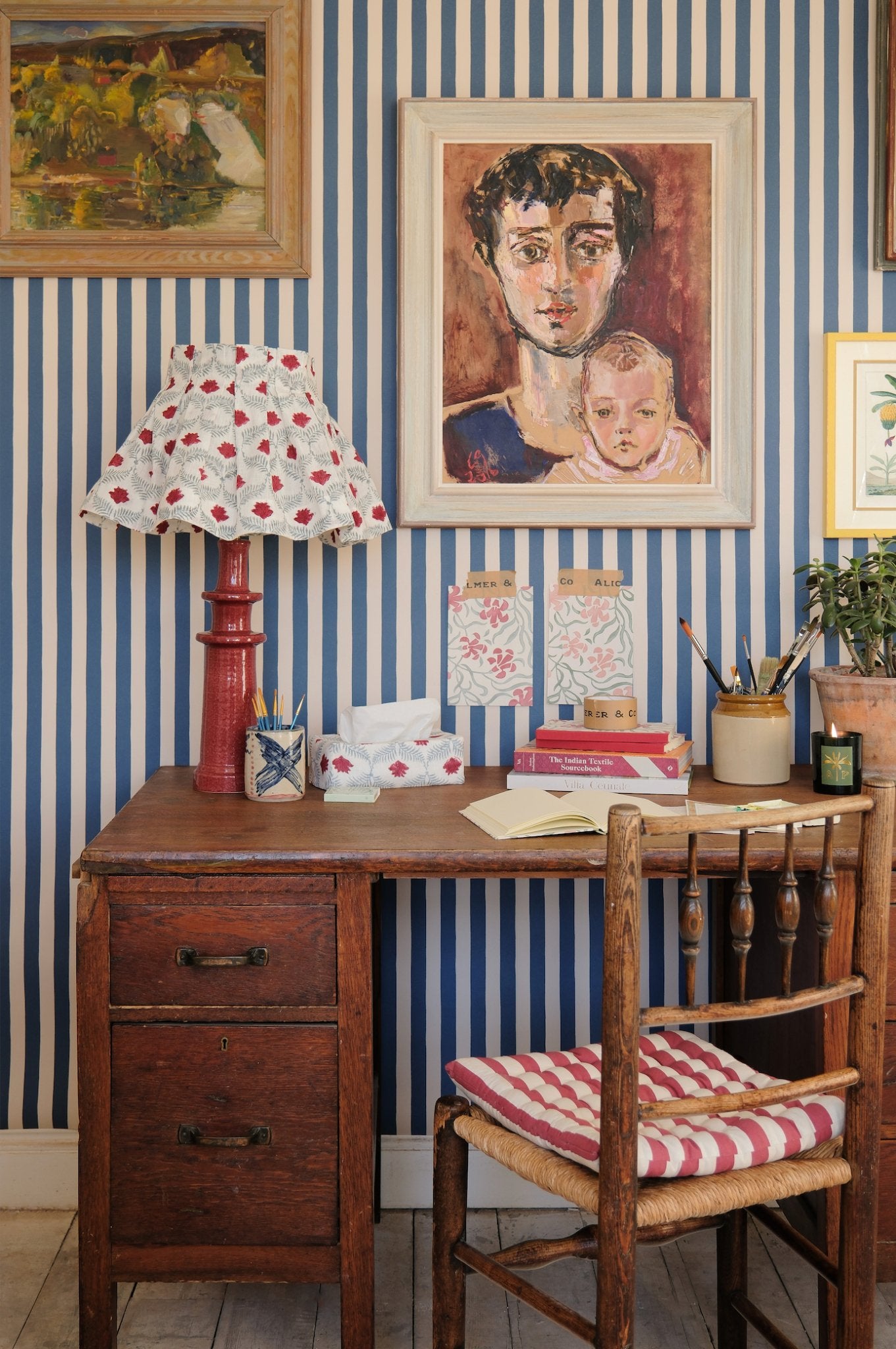 Tangier Denim Stripe Wallpaper - Alice Palmer & Co